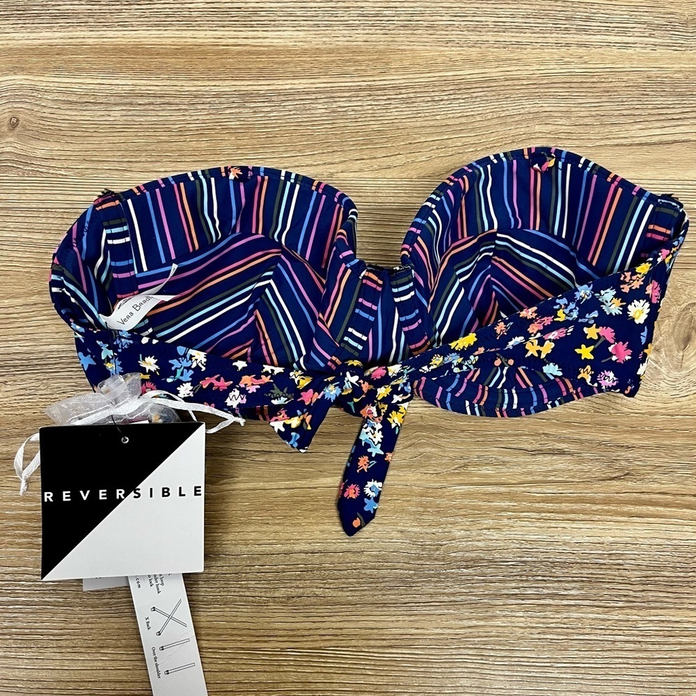 Vera Bradley Reversible Wildflower Ditsy & Wildflower Stripe Charlotte BikiniTop - Picture 6 of 10